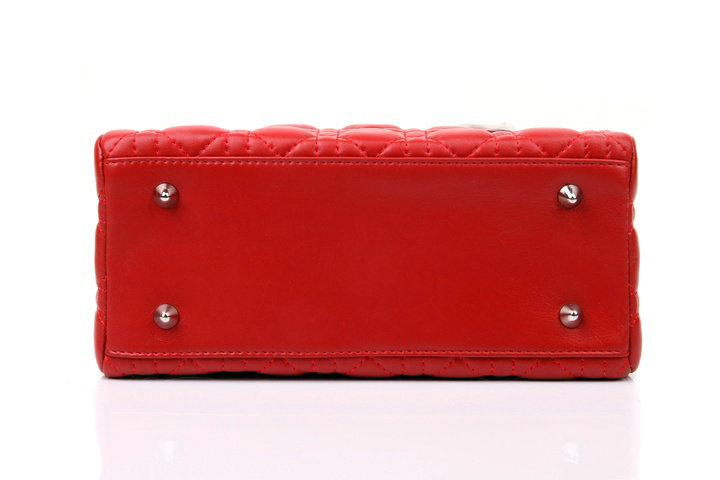 lady dior lambskin leather bag 6322 red with silver hardware